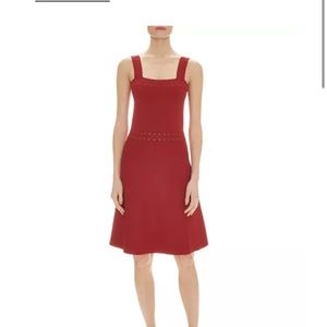 NWOT Sandro Alyson Sleeveless Pointelle-Trim Dress Burnt Orange Red Size 38